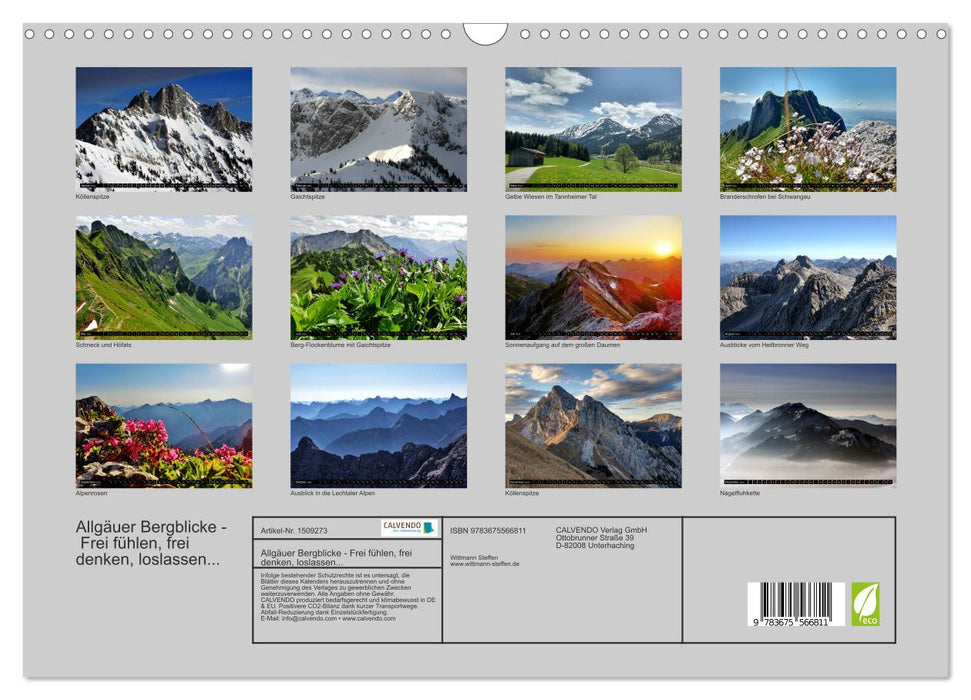 Allgäu mountain views - Feel free, think freely, let go... (CALVENDO wall calendar 2024) 