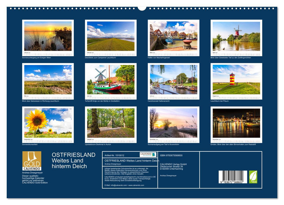 OSTFRIESLAND Weites Land hinterm Deich (CALVENDO Premium Wandkalender 2024)