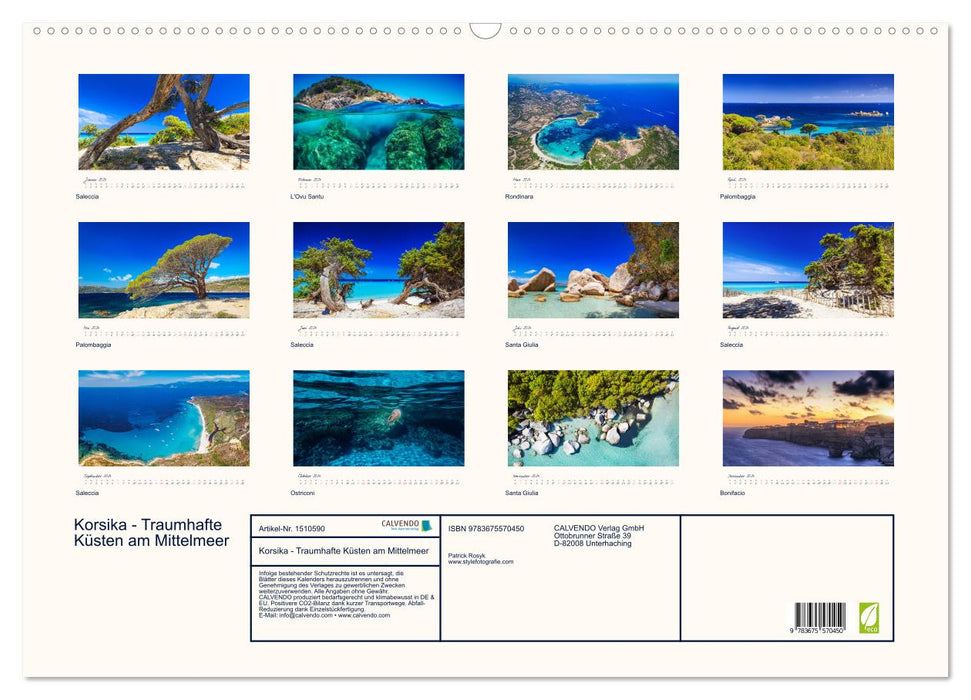 Korsika - Traumhafte Küsten am Mittelmeer (CALVENDO Wandkalender 2024)