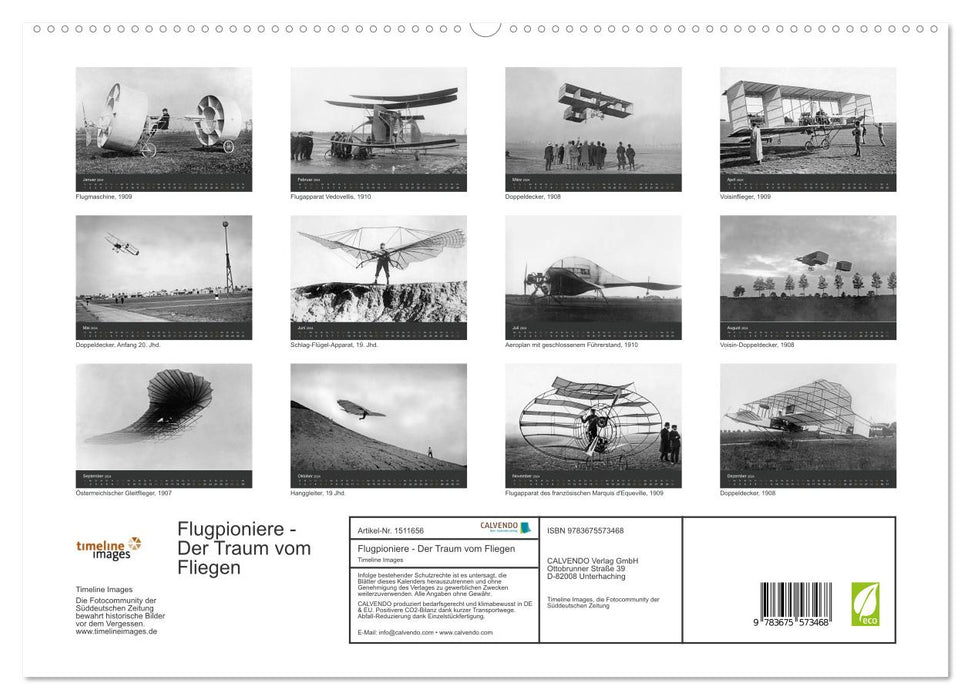 Flugpioniere - Der Traum vom Fliegen (CALVENDO Premium Wandkalender 2024)