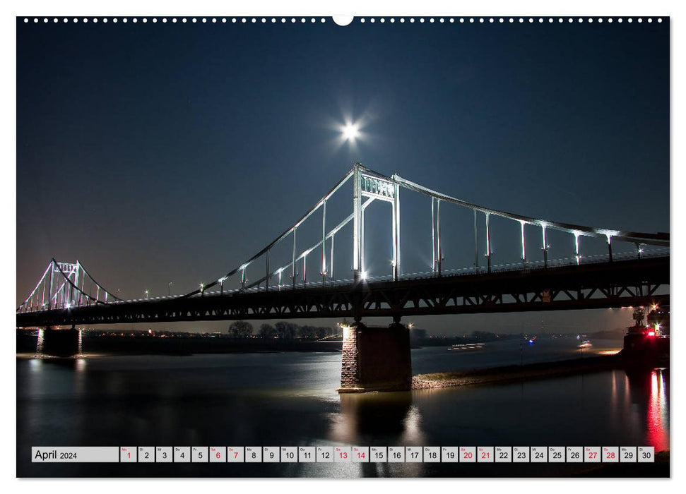 Es wird Nacht in Duisburg (CALVENDO Premium Wandkalender 2024)