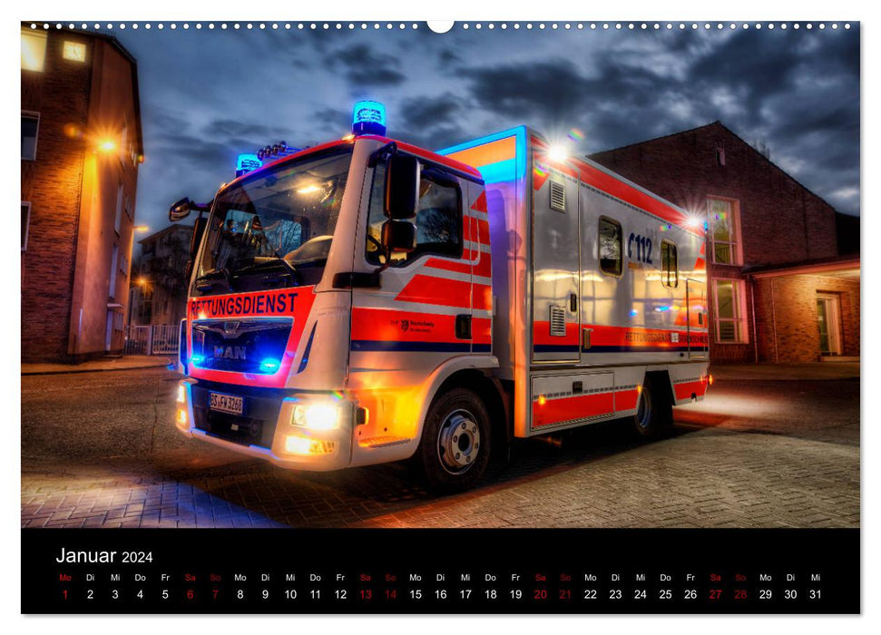 Feuerwehr und Rettungsdienst (CALVENDO Premium Wandkalender 2024)