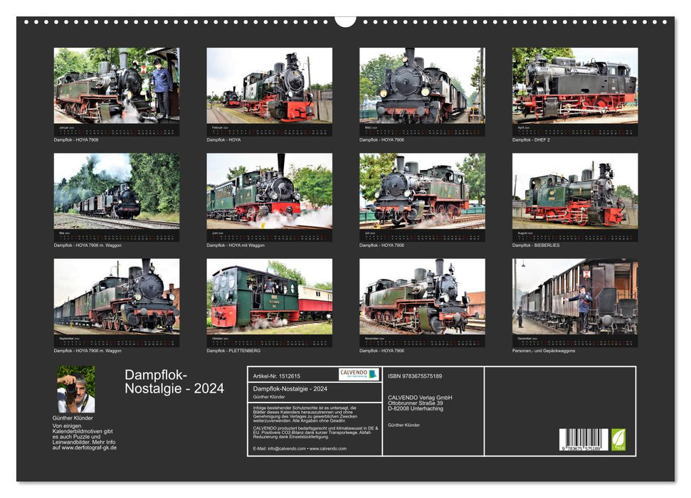 Steam locomotive nostalgia - 2024 heavyweight locomotives (CALVENDO wall calendar 2024) 