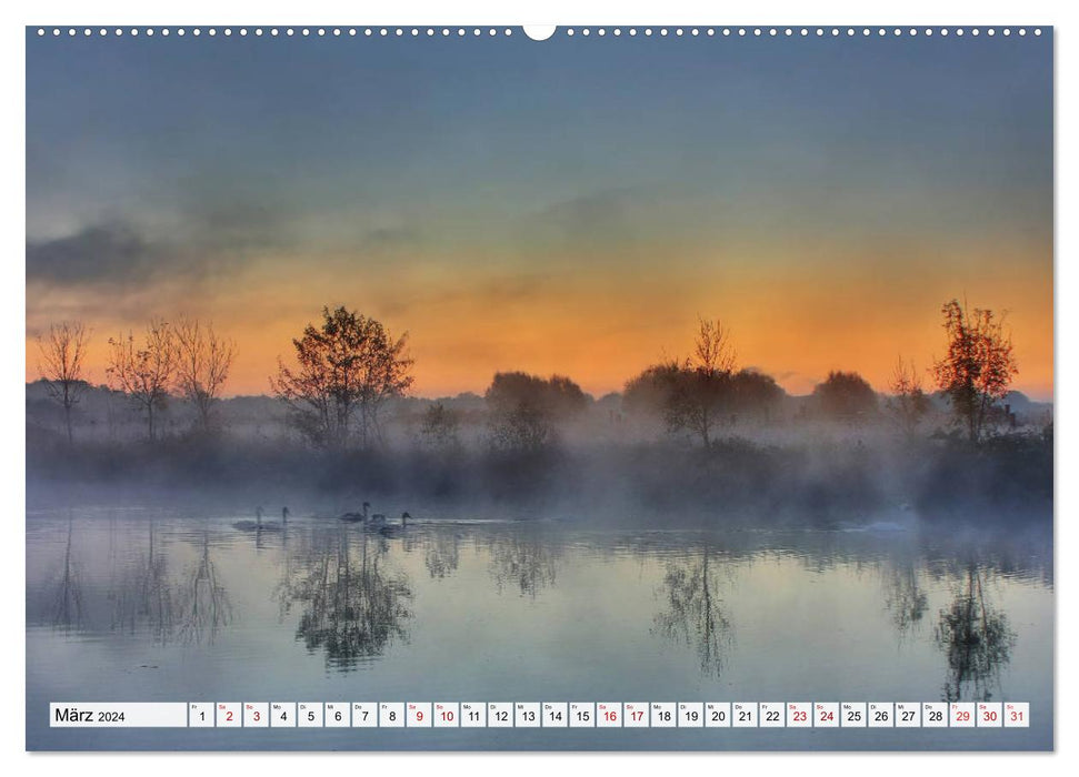 Gods Awakening. Nature in the mystical fog (CALVENDO Premium Wall Calendar 2024) 