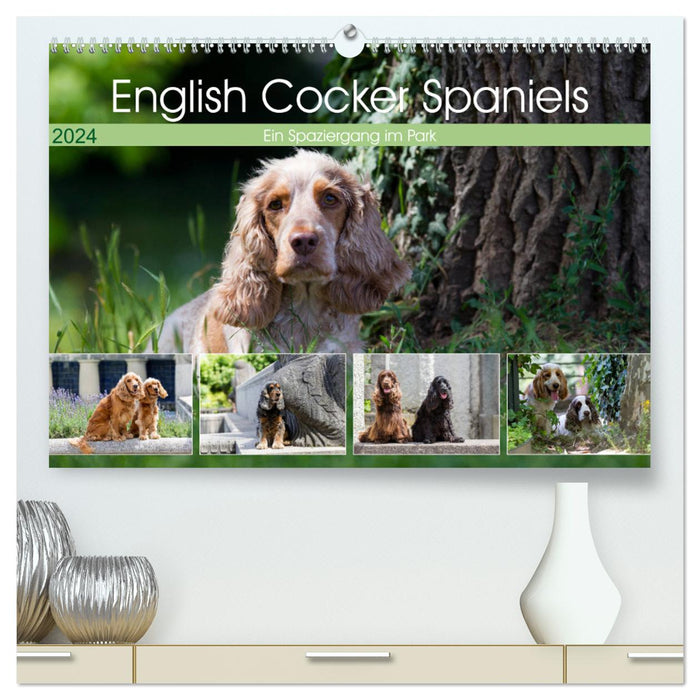 English Cocker Spaniels - Ein Spaziergang im Park (CALVENDO Premium Wandkalender 2024)