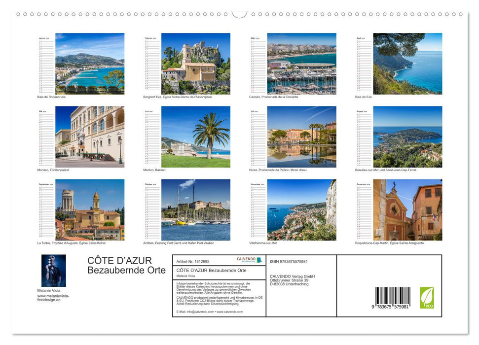 CÔTE D’AZUR Bezaubernde Orte (CALVENDO Premium Wandkalender 2024)