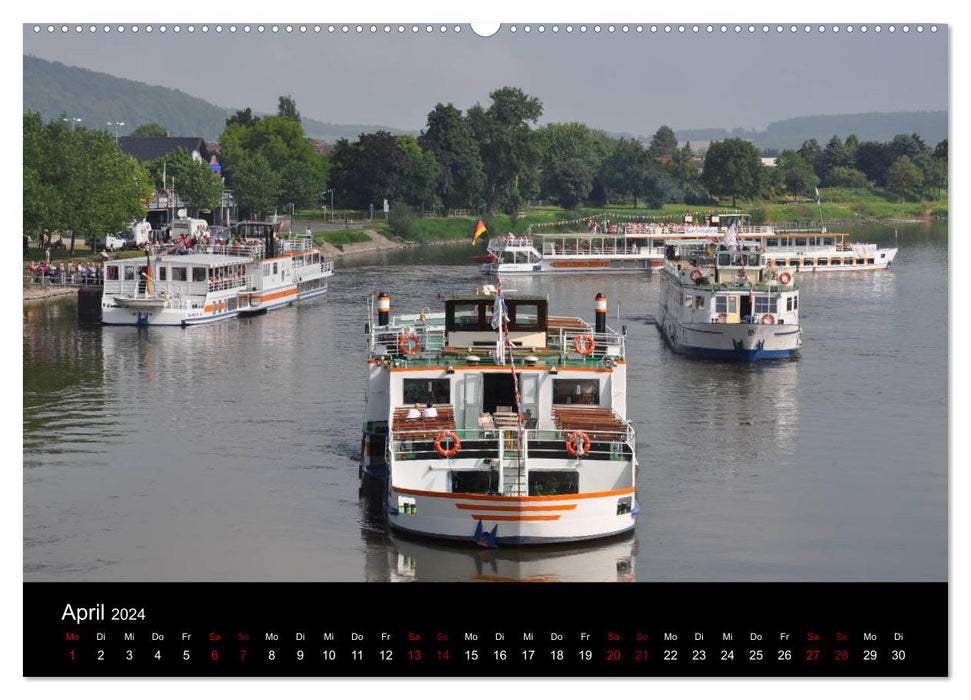 Schiffe auf der Oberweser (CALVENDO Premium Wandkalender 2024)