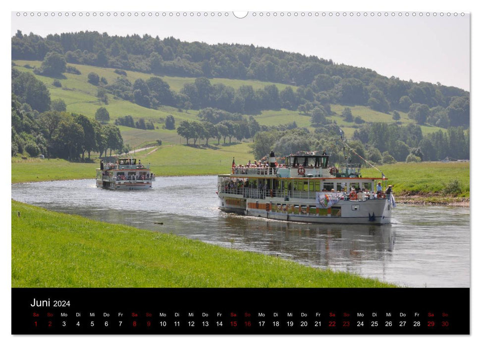 Ships on the Oberweser (CALVENDO Premium Wall Calendar 2024) 