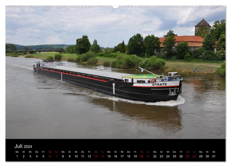 Ships on the Oberweser (CALVENDO Premium Wall Calendar 2024) 