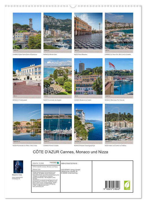 CÔTE D'AZUR Cannes, Monaco and Nice (CALVENDO Premium Wall Calendar 2024) 