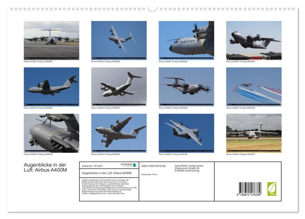 Moments in the air: Airbus A400M (CALVENDO Premium Wall Calendar 2024) 