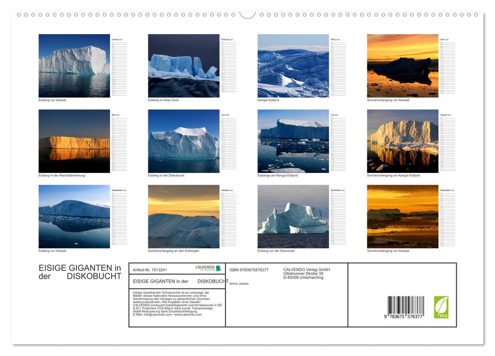 ICY GIANTS in DISKO BAY (CALVENDO Premium Wall Calendar 2024) 