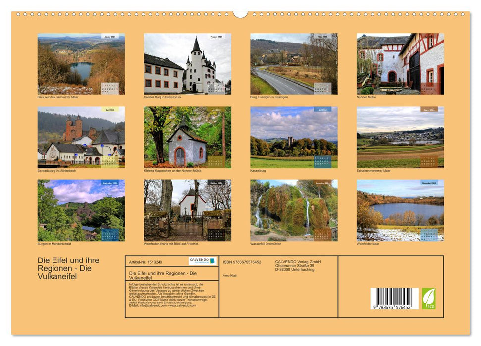 Die Eifel und ihre Regionen - Die Vulkaneifel (CALVENDO Premium Wandkalender 2024)