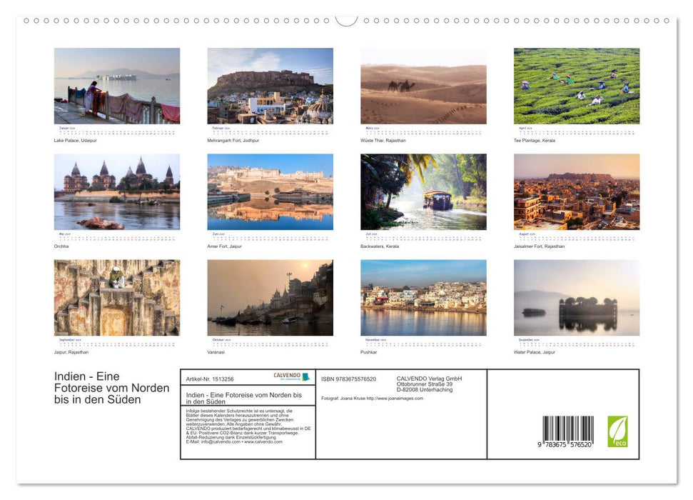 India - A photo trip from the north to the south (CALVENDO Premium Wall Calendar 2024) 