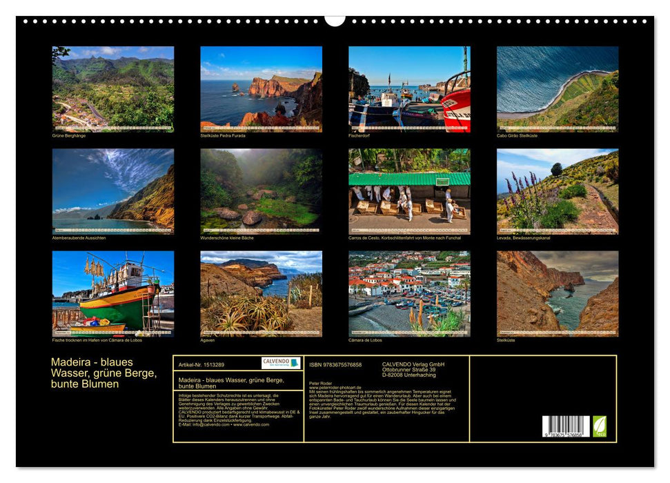 Madeira - blue water, green mountains, colorful flowers (CALVENDO wall calendar 2024) 