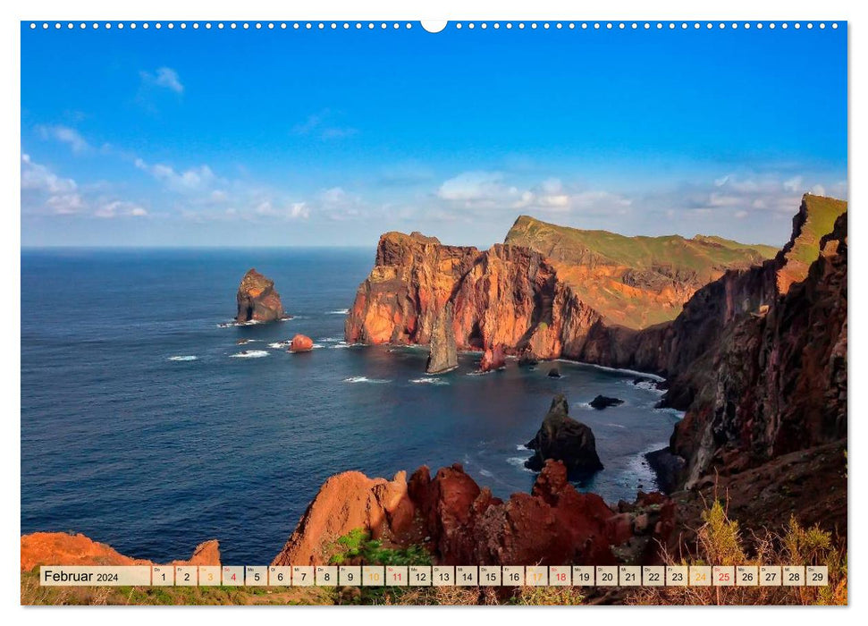 Madeira - blue water, green mountains, colorful flowers (CALVENDO wall calendar 2024) 