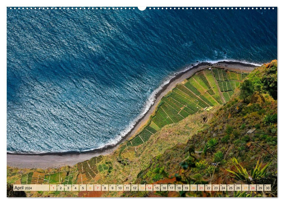 Madeira - blaues Wasser, grüne Berge, bunte Blumen (CALVENDO Wandkalender 2024)