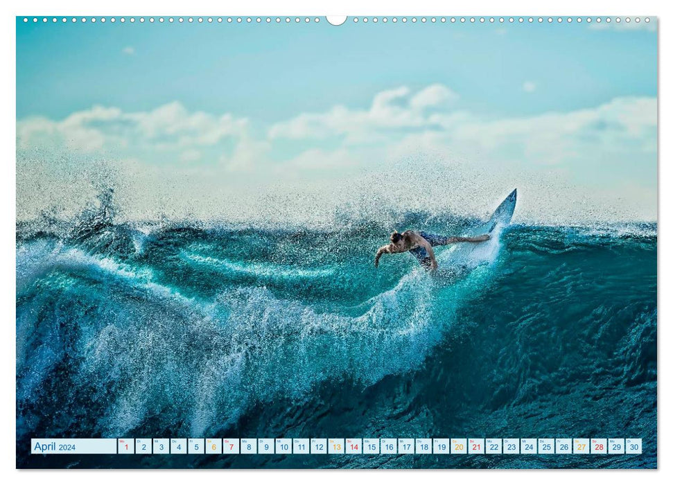 Surfen - Wasser, Wind und coole Typen (CALVENDO Wandkalender 2024)