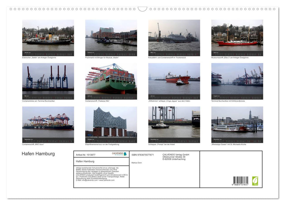 Hafen Hamburg 2024 (CALVENDO Wandkalender 2024)