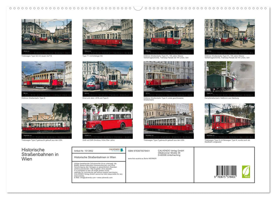 Historische Straßenbahnen in Wien (CALVENDO Premium Wandkalender 2024)