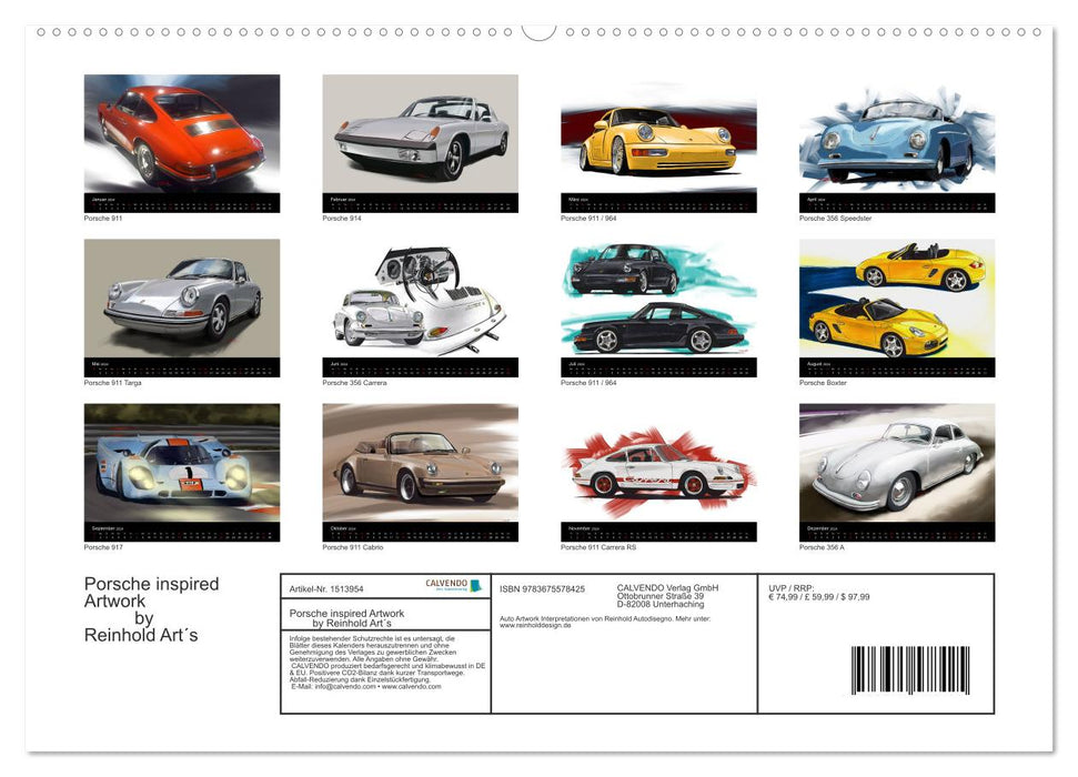 Porsche inspired Artwork by Reinhold Art´s (CALVENDO Premium Wandkalender 2024)