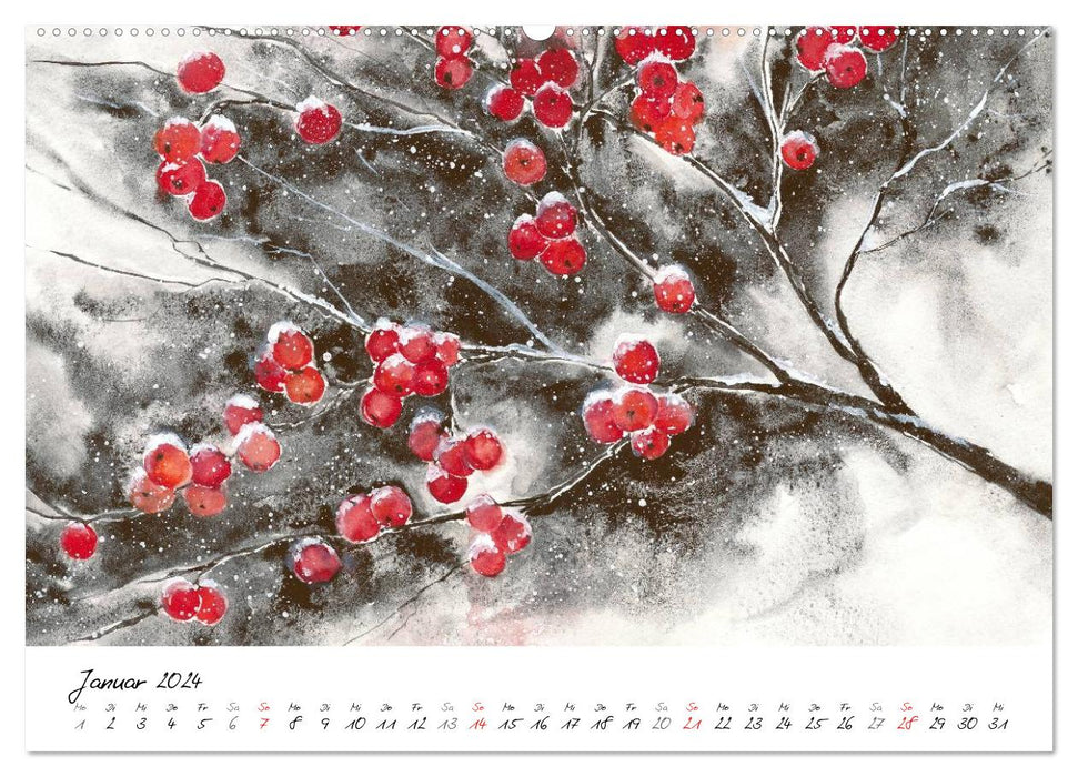Blumen Blüten Aquarelle (CALVENDO Premium Wandkalender 2024)