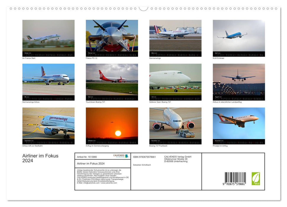 Airliner im Fokus 2024 (CALVENDO Premium Wandkalender 2024)