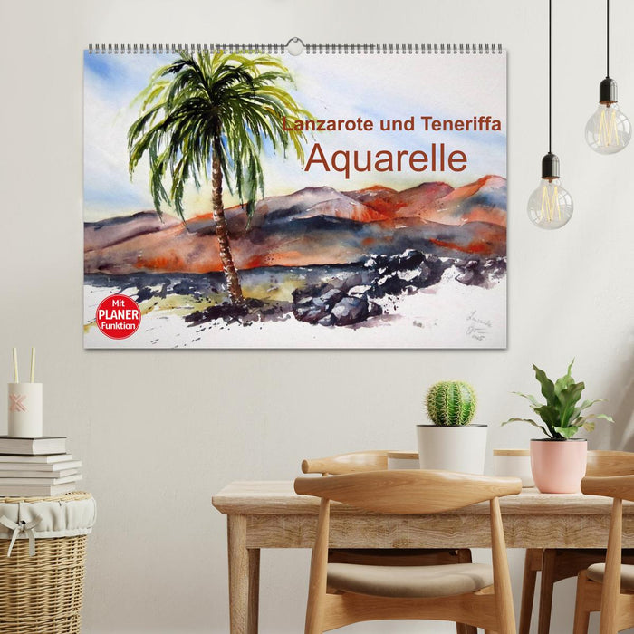 Lanzarote und Teneriffa - Aquarelle (CALVENDO Wandkalender 2024)