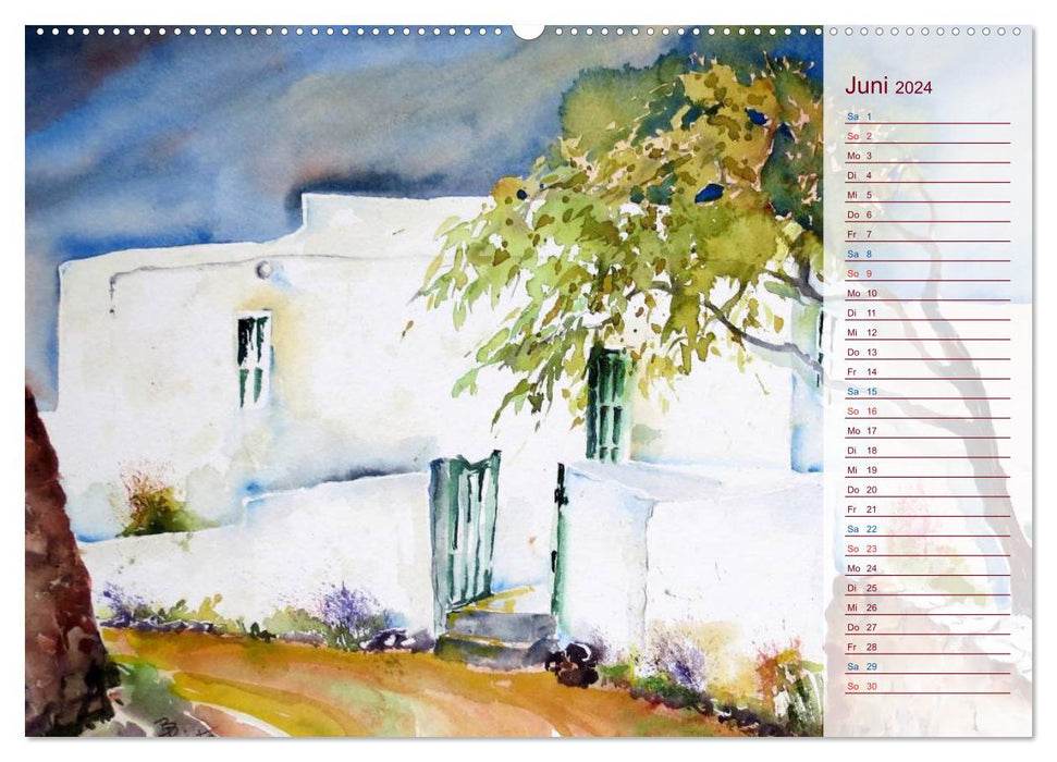 Lanzarote und Teneriffa - Aquarelle (CALVENDO Wandkalender 2024)