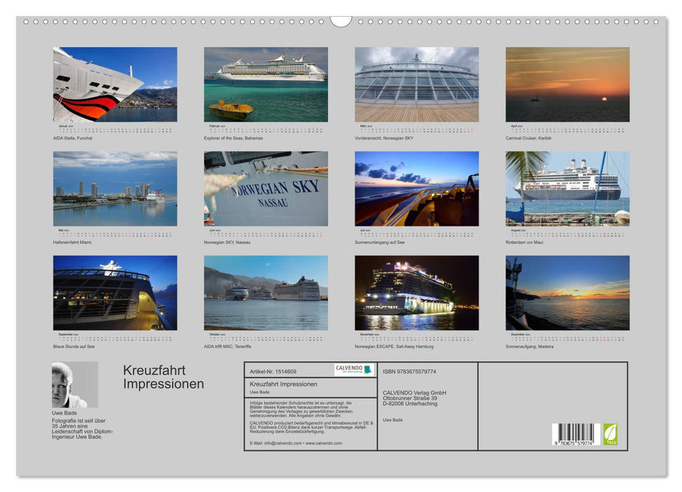 Kreuzfahrt Impressionen (CALVENDO Wandkalender 2024)