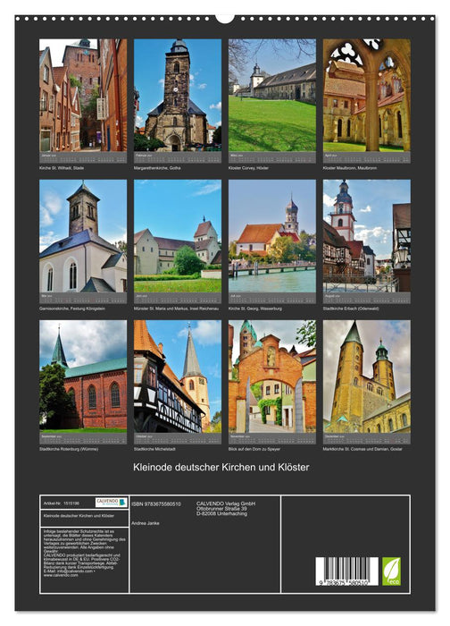 Églises et monastères joyaux allemands (Calendrier mural CALVENDO Premium 2024) 