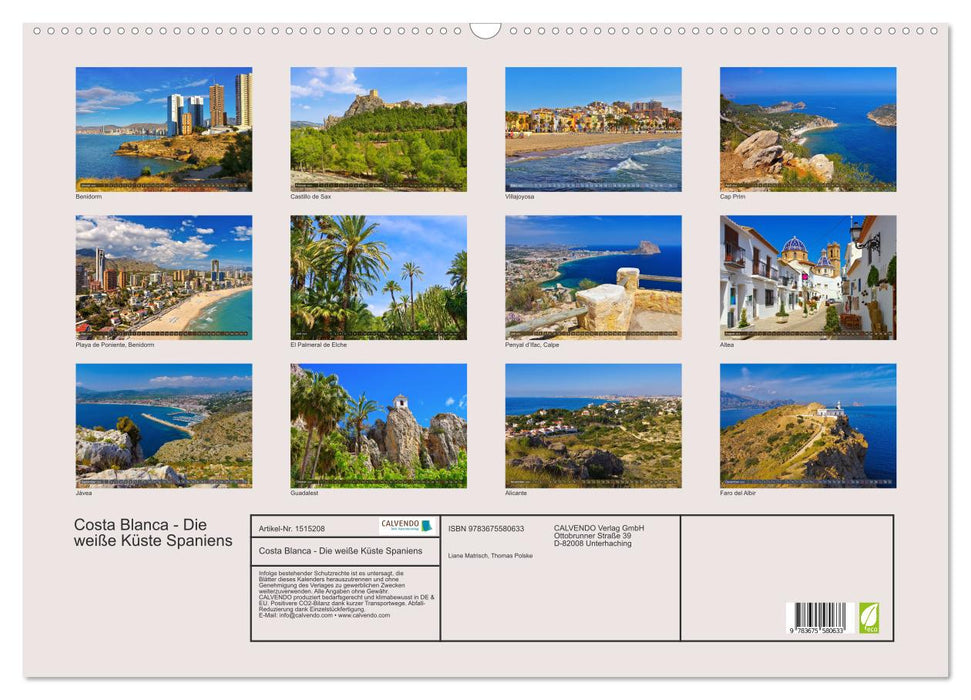 Costa Blanca - The white coast of Spain (CALVENDO wall calendar 2024) 