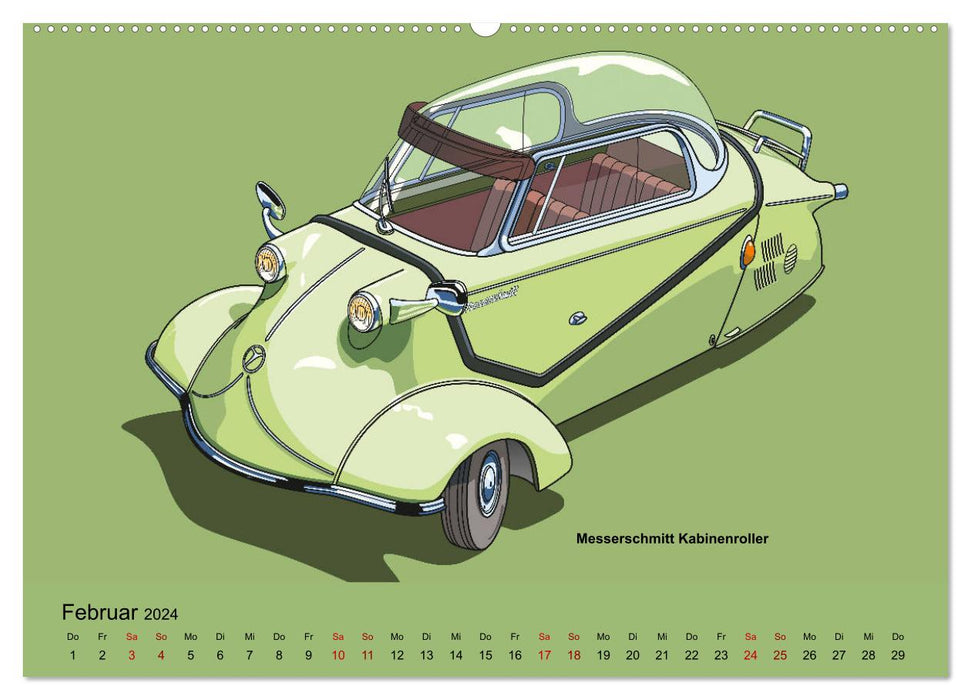 Made in Germany - Illustrations of German vintage cars (CALVENDO wall calendar 2024) 