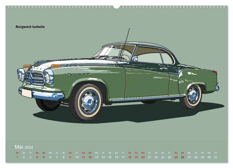 Made in Germany - Illustrations of German vintage cars (CALVENDO wall calendar 2024) 