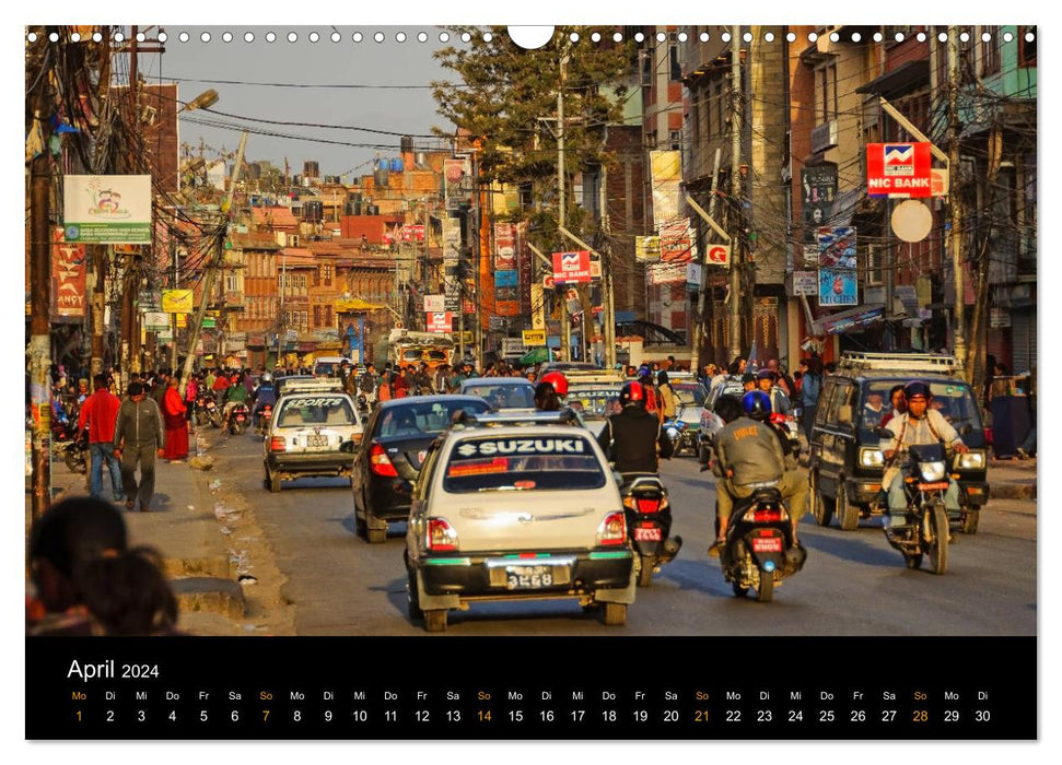 Népal - Dans les rues de Katmandou (Calendrier mural CALVENDO 2024) 