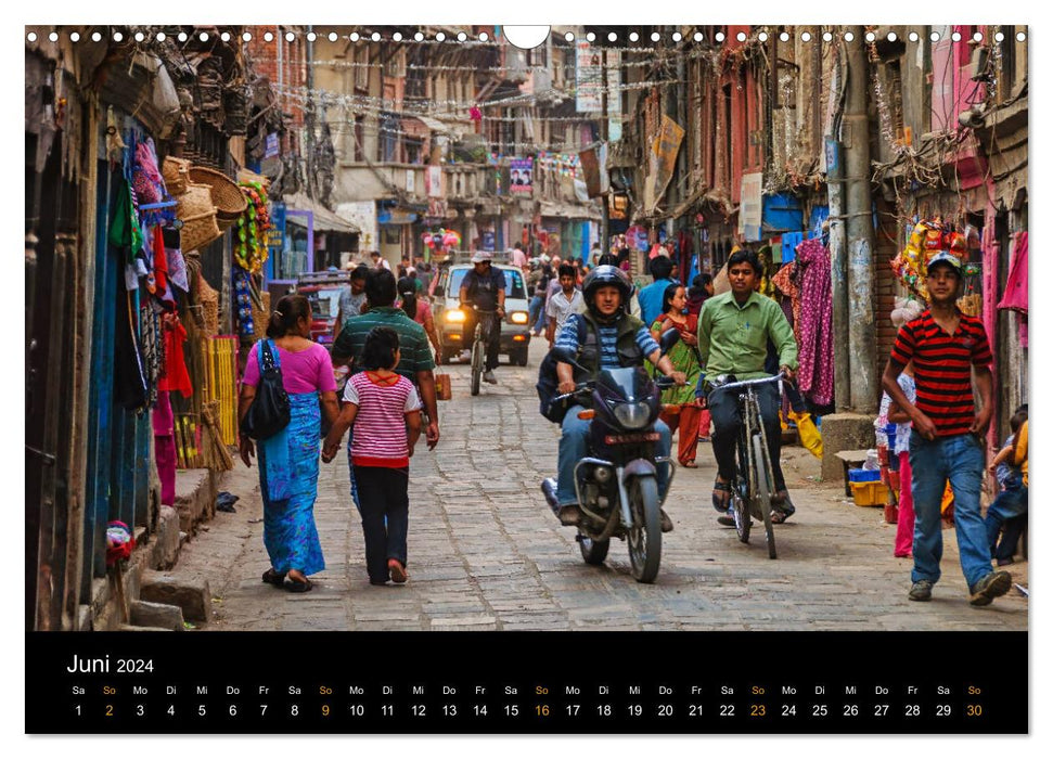 Népal - Dans les rues de Katmandou (Calendrier mural CALVENDO 2024) 