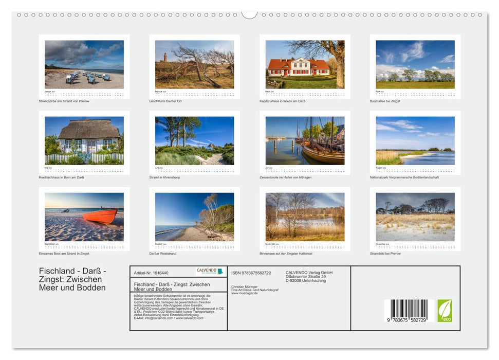 Fischland - Darß - Zingst: Between the sea and the bay (CALVENDO Premium Wall Calendar 2024) 