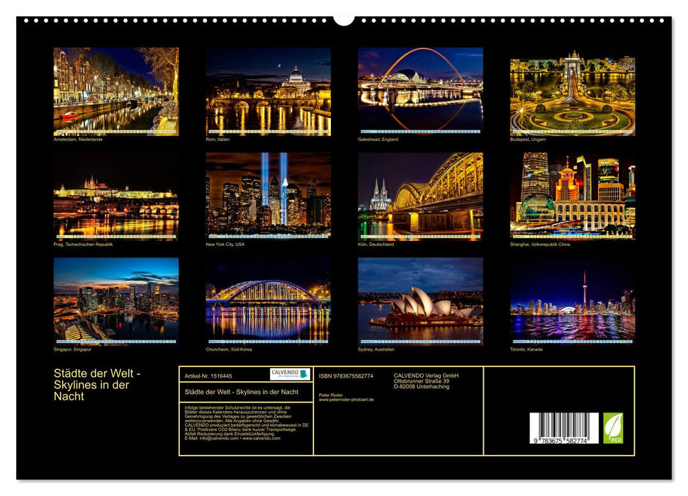 Städte der Welt - Skylines in der Nacht (CALVENDO Premium Wandkalender 2024)