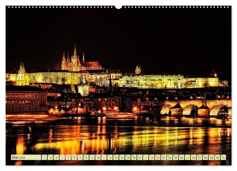 Cities of the World - Skylines at Night (CALVENDO Premium Wall Calendar 2024) 