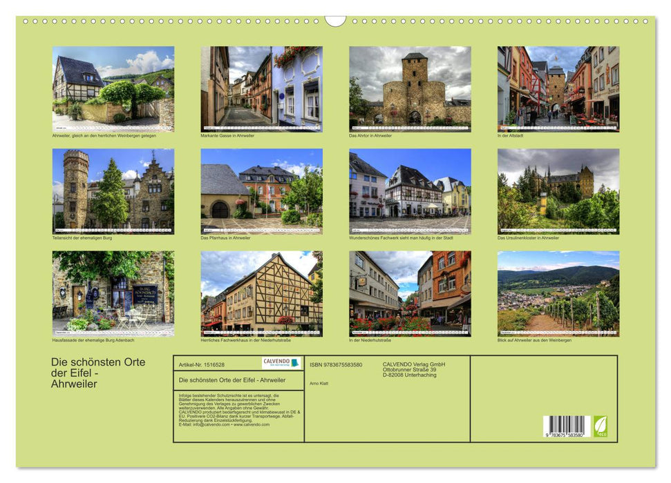 The most beautiful places in the Eifel - Ahrweiler (CALVENDO wall calendar 2024) 