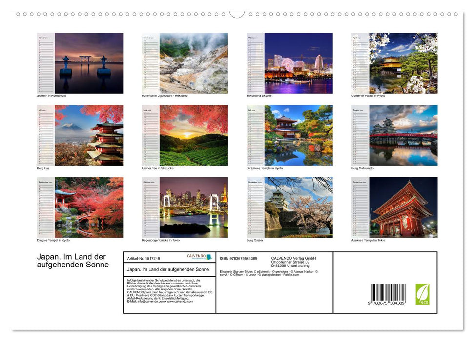 Japon. Au pays du soleil levant (Calendrier mural CALVENDO Premium 2024) 