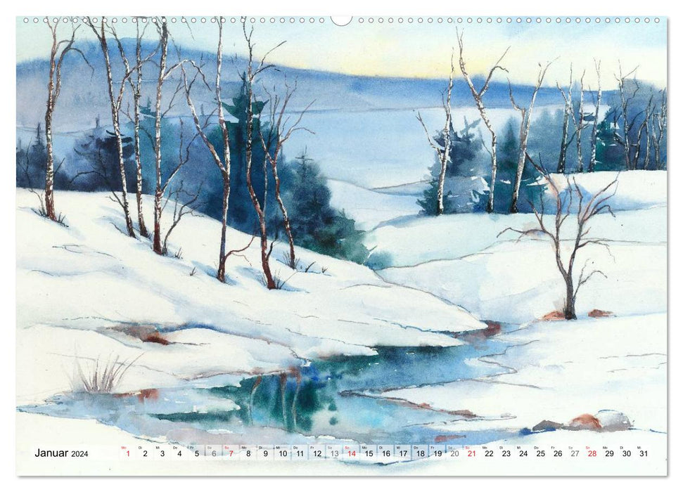 Aquarelles de saisons (Calvendo Premium Wall Calendar 2024) 