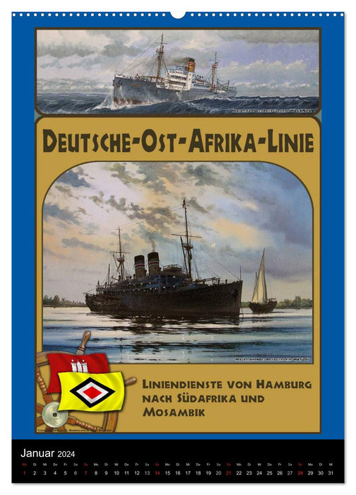 Deutsche Handelsschiffe vor 1945 (CALVENDO Premium Wandkalender 2024)