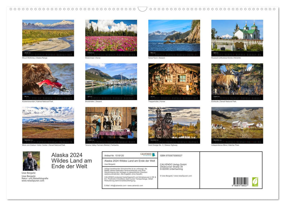 Alaska 2024 Wildes Land am Ende der Welt (CALVENDO Wandkalender 2024)