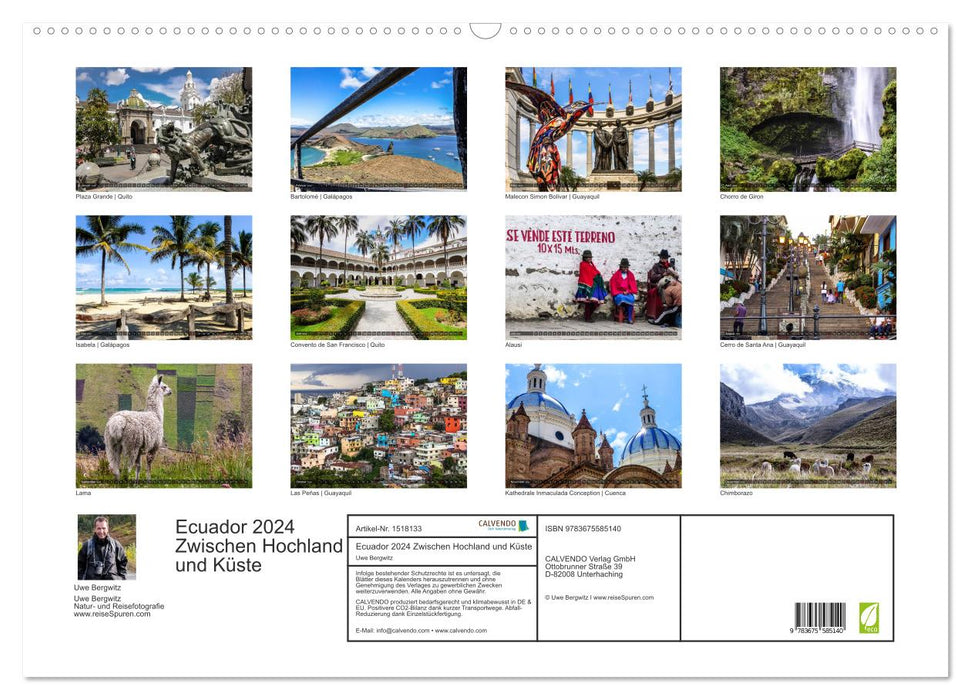 Ecuador 2024 Zwischen Hochland und Küste (CALVENDO Wandkalender 2024)