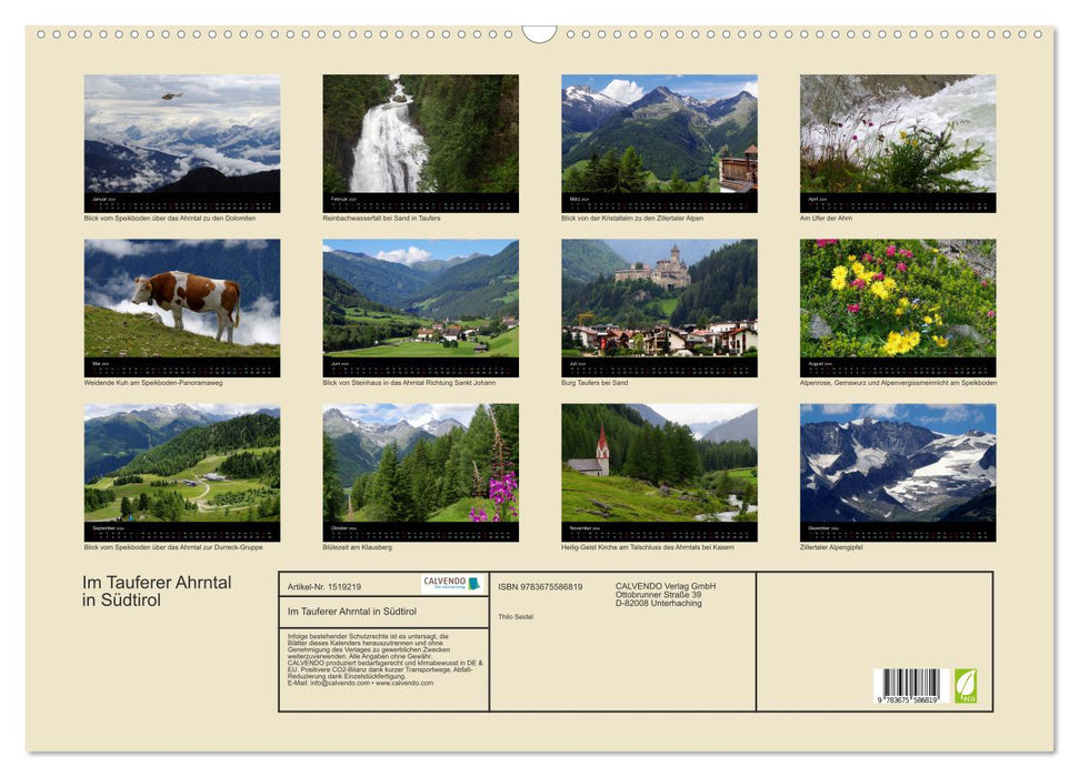 Im Tauferer Ahrntal in Südtirol (CALVENDO Wandkalender 2024)