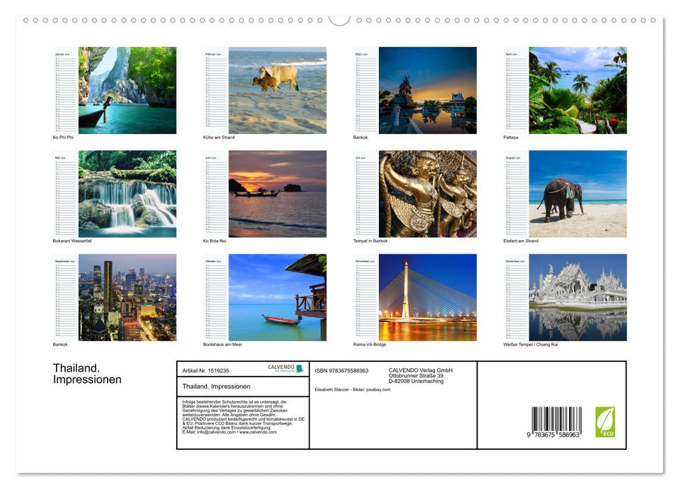 Thailand. Impressionen (CALVENDO Premium Wandkalender 2024)