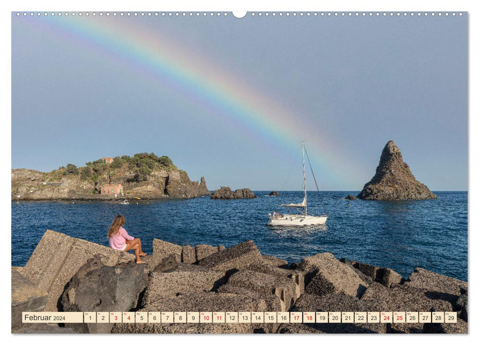 Sizilien, Ätna-Catania-Cefalu-Messina-Syrakus-Taormina-Tindari (CALVENDO Premium Wandkalender 2024)
