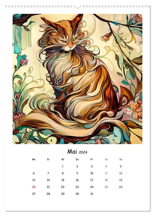 Jugendstil Katzen (CALVENDO Wandkalender 2024)