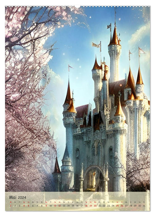 Märchenhafte Schlösser - In den Jahreszeiten - Digitalart (CALVENDO Premium Wandkalender 2024)